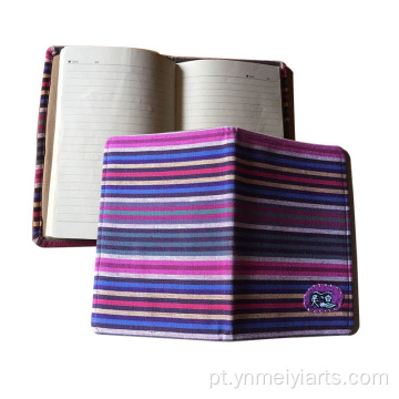 Caderno listrado tecido à mão com capa personalizável